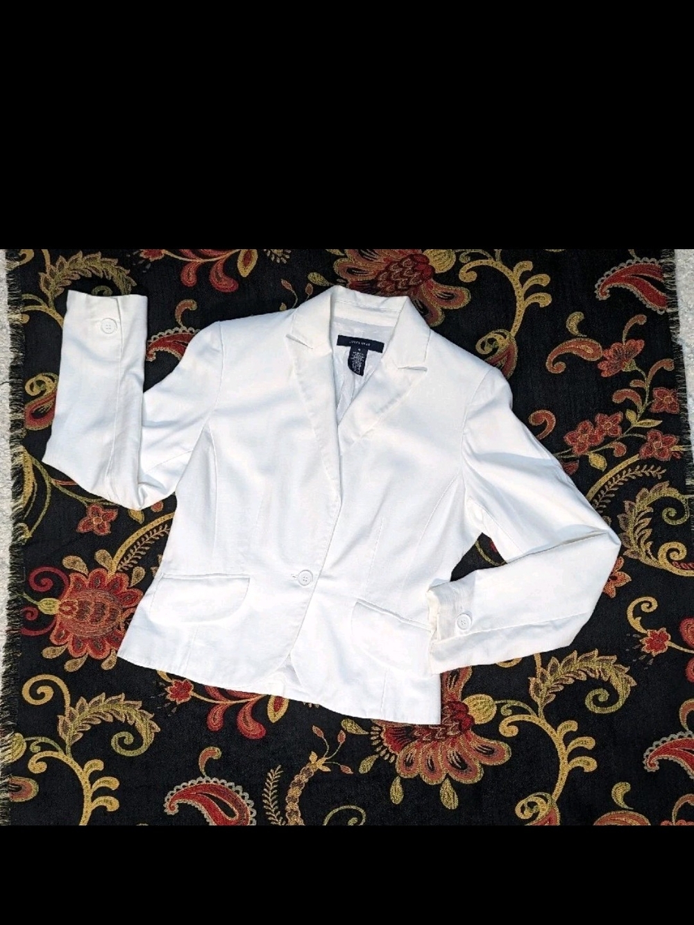 Jones Wear White Rayon/Cotton One-Button Style Wear Women's Tailored Blazer,Size